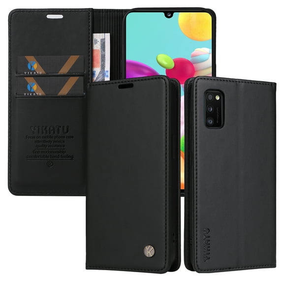 Allytech Flip Wallet Case For Samsung Galaxy A13 5G,360 Protection Luxury Solid Color PU Leather Magnetic Closure Folio Credit Card Slots Kickstand Shockproof Soft TPU Cover.Black