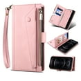 thumbnail image 1 of Allytech Flip Wallet Case for Google Pixel 7 Pro, Zipper Pocket Card Slots Kickstand Case with Shoulder Strap & Wrist Strap, Premium PU Leather Magnetic Clasp Shockproof Anti-Drop Case - Rosegold, 1 of 11