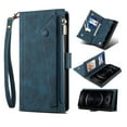 thumbnail image 1 of Allytech Flip Wallet Case for Google Pixel 7 Pro, Zipper Pocket Card Slots Kickstand Case with Shoulder Strap & Wrist Strap, Premium PU Leather Magnetic Clasp Shockproof Anti-Drop Case - Darkblue, 1 of 11