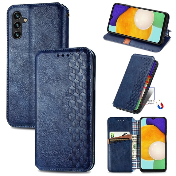 Allytech Flip Wallet Case for Samsung Galaxy A05s, Premium PU Leather Luxury Case with Kickstand & Card Slots, Magnetic Closure Inner Soft TPU Shockproof Protective Case for Women Men - Blue
