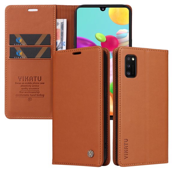 Allytech Flip Wallet Case For Samsung Galaxy A13 5G,360 Protection Luxury Solid Color PU Leather Magnetic Closure Folio Credit Card Slots Kickstand Shockproof Soft TPU Cover.Yellow