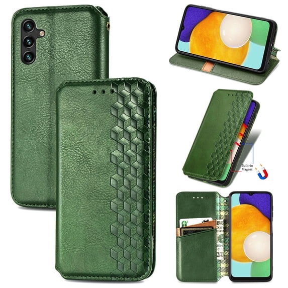 Allytech Flip Wallet Case for Samsung Galaxy S23 FE, Premium PU Leather Luxury Case with Kickstand & Card Slots, Strong Magnetic Closure Inner Soft TPU Shockproof Protective Case for Women Men - Green