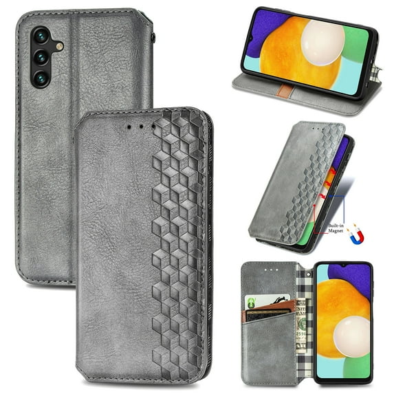 Allytech Flip Wallet Case for Samsung Galaxy S23 FE, Premium PU Leather Luxury Case with Kickstand & Card Slots, Strong Magnetic Closure Inner Soft TPU Shockproof Protective Case for Women Men - Gray