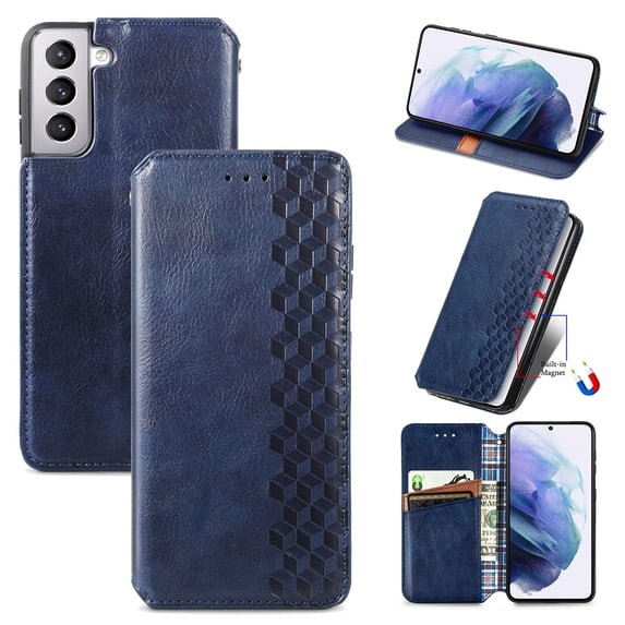 Allytech Flip Wallet Case for Samsung Galaxy S25+, Premium PU Leather Luxury Case with Kickstand & Card Slots, Magnetic Closure Inner Soft TPU Shockproof Protective Case for Women Men - Blue