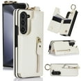 thumbnail image 1 of Allytech Flip Wallet Case for Samsung Galaxy Z Fold6, Luxury PU Leather Ring Kickstand Ring Finger Cover with Zipper Pocket Card Slots, Slim Shockproof Drop Protection Case for Galaxy Z Fold6, White, 1 of 8