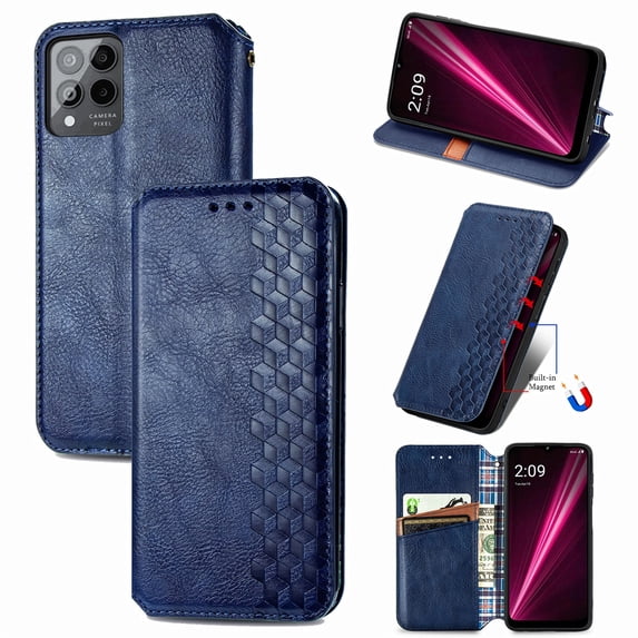 Allytech Flip Wallet Case for T-Mobile REVVL 6 5G, Premium PU Leather Luxury Case with Kickstand & Card Slots, Strong Magnetic Closure Inner Soft TPU Shockproof Protective Case for Women Men - Blue