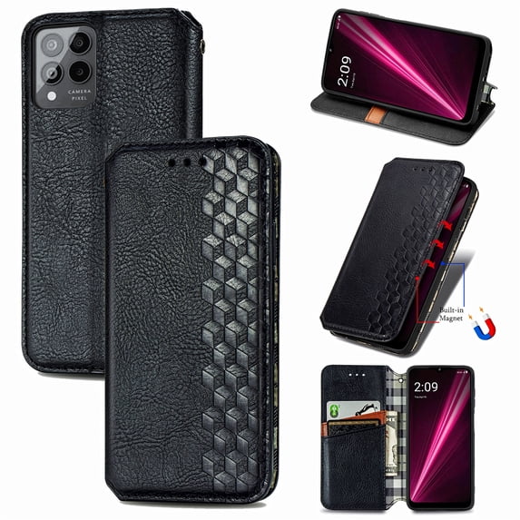 Allytech Flip Wallet Case for T-Mobile REVVL 6 5G, Premium PU Leather Luxury Case with Kickstand & Card Slots, Strong Magnetic Closure Inner Soft TPU Shockproof Protective Case for Women Men - Black