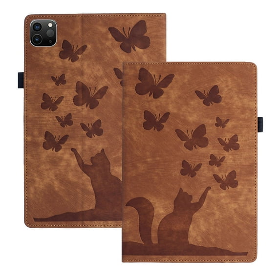 Allytech Flip Wallet Case for iPad Pro 13 Inch M4 (2024), Auto Sleep/Wake, Pencil Holder & Card Slots, Lovely Pattern PU Leather Shockproof Slim Fit Kickstand Case - Brown
