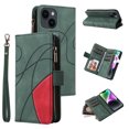 thumbnail image 1 of Allytech Flip Wallet Case for iPhone 15 Plus, Vintage PU Leather Folio Stand Shockproof Zipper Pocket 9 Cards Slots Protective Wallet Case Cover for Apple iPhone 15 Plus 6.7" - Green, 1 of 13