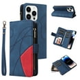 thumbnail image 1 of Allytech Flip Wallet Case for iPhone 15 Pro Max, Vintage PU Leather Folio Stand Shockproof Zipper Pocket 9 Cards Slots Protective Wallet Case Cover for Apple iPhone 15 Pro Max 6.7" - Blue, 1 of 13