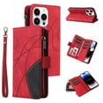 thumbnail image 1 of Allytech Flip Wallet Case for iPhone 15 Pro Max, Vintage PU Leather Folio Stand Shockproof Zipper Pocket 9 Cards Slots Protective Wallet Case Cover for Apple iPhone 15 Pro Max 6.7" - Red, 1 of 13