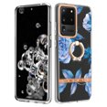 thumbnail image 1 of Allytech Floral Design Series Slim Shell Ring Holder Kickstand Shockproof Soft TPU Back Cover Cell Phone Case for Samsung Galaxy S20 Ultra,Blue Flower, 1 of 4
