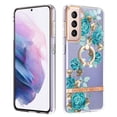 thumbnail image 1 of Allytech Floral Design Series Slim Shell Ring Holder Kickstand Shockproof Soft TPU Back Cover Cell Phone Case for Samsung Galaxy S21 Plus,Green Flower, 1 of 4