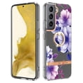 thumbnail image 1 of Allytech Floral Design Series Slim Shell Ring Holder Kickstand Shockproof Soft TPU Back Cover Cell Phone Case for Samsung Galaxy S24 Plus,Purple Flower, 1 of 4