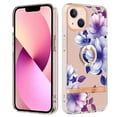 thumbnail image 1 of Allytech Floral Series Soft TPU Back Cover Ring Holder Kickstand Bumper Translucent Shockproof Slim Shell Cell Phone Case Cover for Apple iPhone 14 Pro, Purple Flower, 1 of 4
