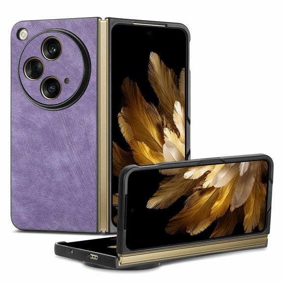 Allytech Folding Phone Case Compatible for OnePlus Open, Ultra Slim Luxury Premium PU Leather Shockproof Anti-Fall Skin Friendly Cover Case for OnePlus Open/Oppo Find N3 2023 - Purple