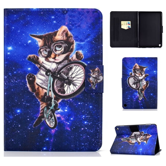 Allytech Folio Case for All-New Kindle Fire HD 8 Plus Tablet (10th Generation, 2020 Release), Slim Folding PU Leather Stand Cover with Auto Wake/Sleep Fit Fire HD 8 Plus & HD 8 2020, Space Cat