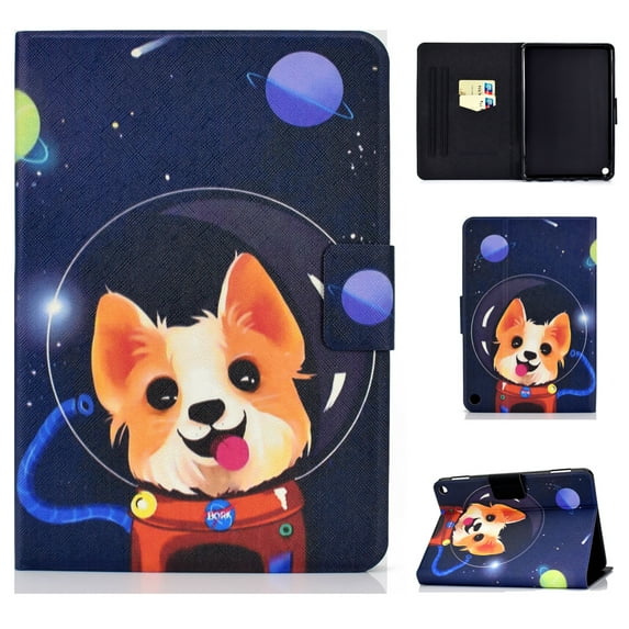 Allytech Folio Case for All-New Kindle Fire HD 8 Plus Tablet (10th Generation, 2020 Release), Slim Folding PU Leather Stand Cover with Auto Wake/Sleep Fit Fire HD 8 Plus & HD 8 2020, Space Dog