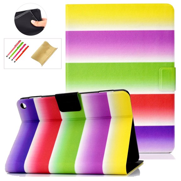 Allytech Folio Case for All-New Kindle Fire HD 8 Tablet (10th Generation, 2020 Release), Slim Folding PU Leather Stand Cover with Auto Wake/Sleep Fit Fire HD 8 & 8 Plus 2020, Colorful Stripe