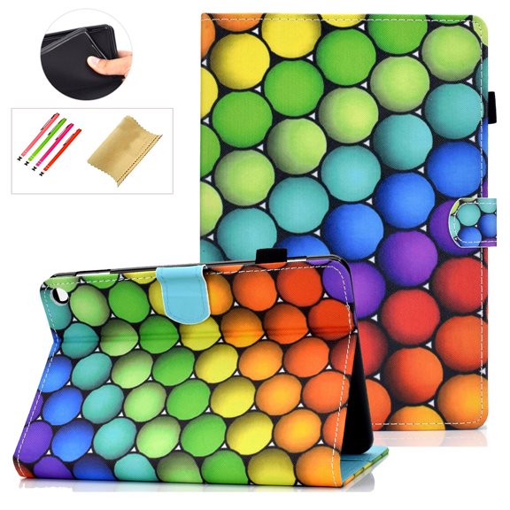 Allytech Folio Case for All-New Kindle Fire HD 8 Tablet (10th Generation, 2020 Release), Slim Folding PU Leather Stand Cover with Auto Wake/Sleep Fit Fire HD 8 & 8 Plus 2020, Colorful Balls