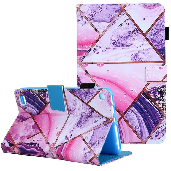 Allytech Folio Case for Kindle Fire 7" Tablet Amazon Fire 7 9th/7th/5th Gen 2019/2017/2015 Release, Premium PU Leather Impact Resistant Folio Stand Smart Auto Sleep & Wake Shell Case, Purple Marble
