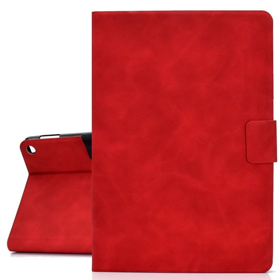 Allytech Folio Case for Kindle Fire HD 10 2021/Fire HD 10 Plus 10.1" Tablet 11th Generation 2021 Released, Slim Premium PU Leather Multi Angle Stand Flip Smart Cover with Auto Sleep Wake,Red