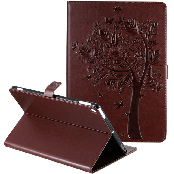 Allytech Folio Case for New iPad 7th Generation 2019, PU Leather Slim Smart Cover Auto Sleep Wake Folio Kickstand Lightweight Shockproof Cards Pocket Wallet Case Cover for Apple iPad 10.2",Coffee