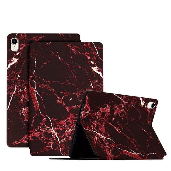 Allytech Folio Case for iPad Mini 6 2021, iPad Mini 8.3" Case 2021, Marble Series Smart Auto Sleep/Wake Multi-Angle Viewing Stand PU Leather & TPU Bumper Case for iPad Mini 8.3" 2021, Red Marble