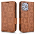 thumbnail image 1 of Allytech For iPhone 12 Pro Max 6.7 inch Slim Case,Luxury Embossed Triangle Design Magnetic Closure PU Leather Flip Wallet Card Slots Stand Shockproof Anti-scratch Cover with Wrist Strap.Brown, 1 of 7
