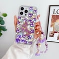 thumbnail image 1 of Allytech Full Glitter Diamond Case for iPhone 15, Luxury Sparkle Bling Butterfly Flower for Women Girls, Shockproof Hybrid Protective Phone Case with Fashion Detachable Wrist Strap - Purple, 1 of 7
