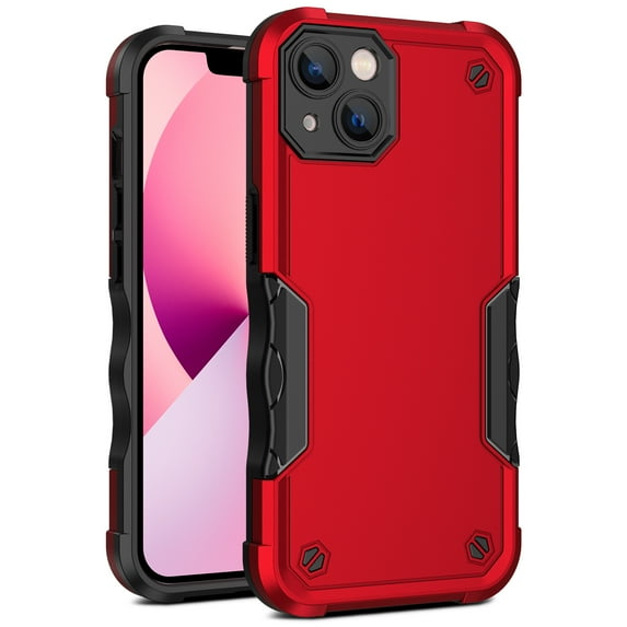Allytech Full Protective Case for iPhone 14 6.1"(2022), Dual-Layer Shockproof Case with Anti-Spy Privacy Tempered Glass Screen Protector Case for iPhone 14 5G, Red