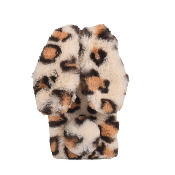Allytech Furry Bunny Case Cover for Samsung Galaxy S23, Chic Luxury Faux Fur Rabbit Design Girly Back Case for Girls Women Shockproof Bumper Soft Fluffy Cover - Leopard
