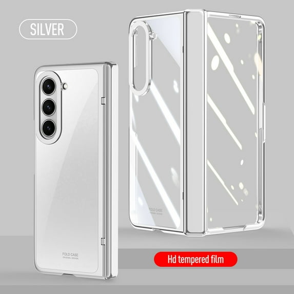 Allytech Galax Z Fold5 Case with HD Clear Screen Protector, Z Fold 5 Cover, Full Body Protective Hinge Protection Anti-Scratch Drop Proof Bumper Phone Case for Samsung Galaxy Z Fold5 - Silver