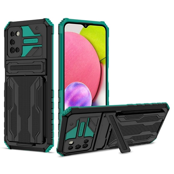 Allytech Galaxy A03S Case, Military Grade Protection Kickstand Shockproof Armor Rugged Dual Layers Case Cover for Samsung Galaxy A03s - Darkgreen