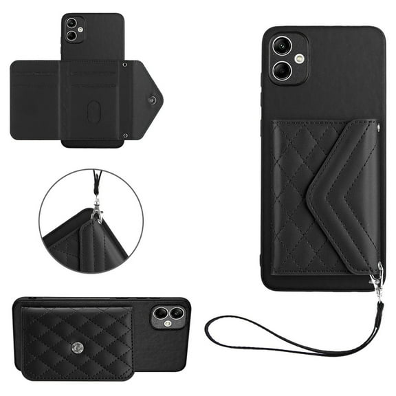 Allytech Galaxy A05 Wallet Case with Hand Wrist, Luxury PU Leather Shockproof RFID Blocking Cards Slots Stand Magnetic Closure Phone Case Cover for Samsung Galaxy A05, Black
