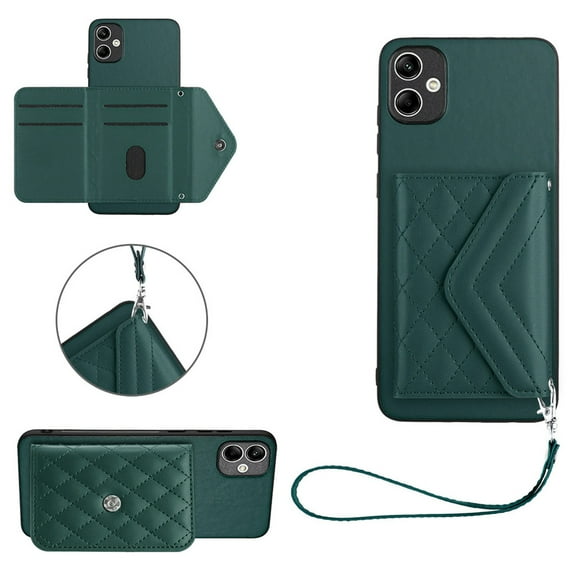 Allytech Galaxy A05 Wallet Case with Hand Wrist, Luxury PU Leather Shockproof RFID Blocking Cards Slots Stand Magnetic Closure Phone Case Cover for Samsung Galaxy A05, Green