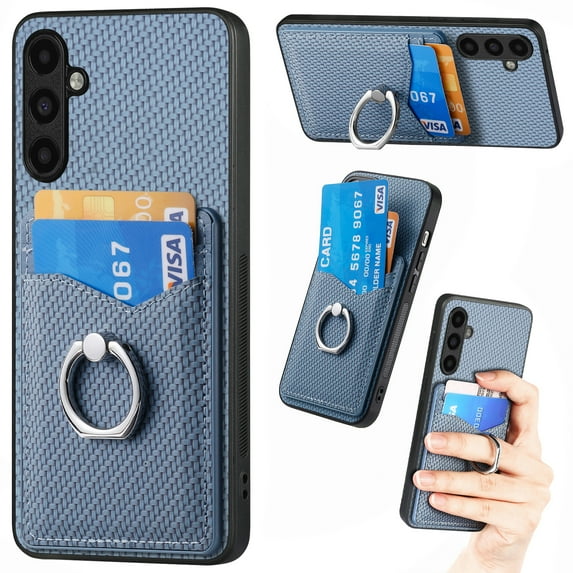 Allytech Galaxy A12 5G Wallet Case with Ring Holder Stand, Slim Fit Fashion Back Case with Cards Holder Lightweight Bumper Anti-Scratch Phone Case for Samsung Galaxy A12 5G - Blue