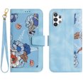thumbnail image 1 of Allytech Galaxy A13 4G Wallet Case Cover, Flower Pattern PU Leather Shoulder Strap Hand Wrist Flip Cover for Girls Women Stand Protective Wallet Case for Samsung Galaxy A13 4G - Blue, 1 of 14