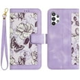 thumbnail image 1 of Allytech Galaxy A13 4G Wallet Case Cover, Flower Pattern PU Leather Shoulder Strap Hand Wrist Flip Cover for Girls Women Stand Protective Wallet Case for Samsung Galaxy A13 4G - Purple, 1 of 14