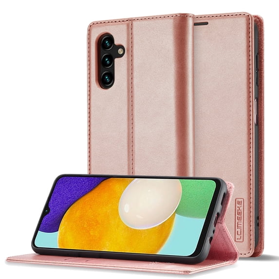 Allytech Galaxy A13 5G Case, PU Leather Slim Fit Folding Stand Shock Absorption Anti-scratch Protection Cards Holder Cash Pocket Wallet Case Cover for Samsung Galaxy A13 5G, Rosegold