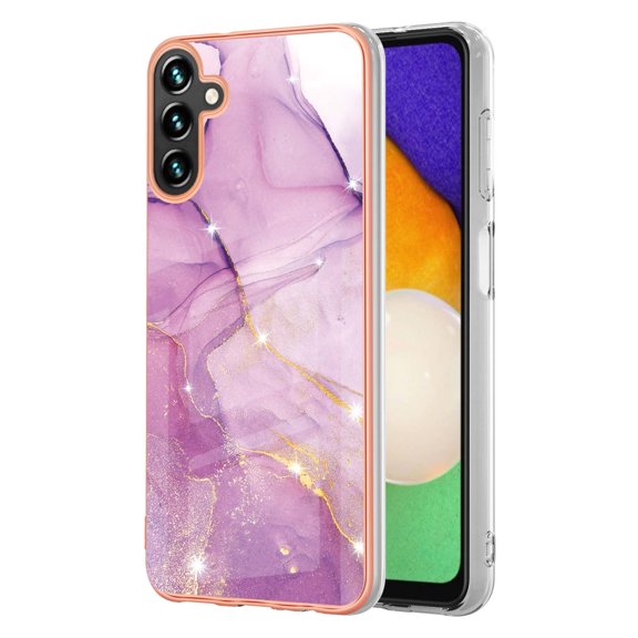 Allytech Galaxy A13 5G Case, Pretty Marble Design Heavy Duty Shockproof Hybrid Hard PC Soft TPU Bumper Three Layer Drop Protection Anti-Fall Cover Case for Samsung Galaxy A13 5G - Lightpurple