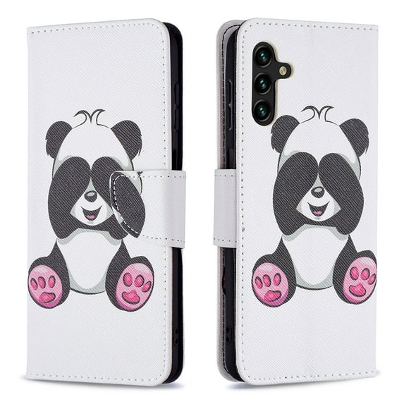 Allytech Galaxy A13 5G Case with TPU Interior Shockproof Cover, PU Leather Folio Kickstand Magnetic Clasp Card Slots Holder Wallet Cover for Samsung Galaxy A13 5G(6.5 inch) 2021, Cute Panda