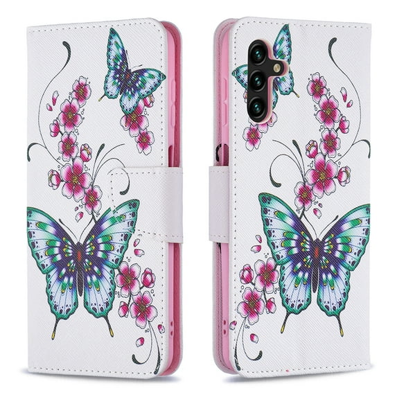 Allytech Galaxy A13 5G Case with TPU Interior Shockproof Cover, PU Leather Folio Kickstand Magnetic Clasp Card Slots Holder Wallet Cover for Samsung Galaxy A13 5G(6.5 inch) 2021, Floral Butterfly
