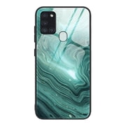 Allytech Galaxy A21s Cover, A21s Case, Slim Fit Wireless Charging Support Heavy Duty Defender Shockproof Anti-scratch Back Cover Case for Samsung Galaxy A21s, Green Marble