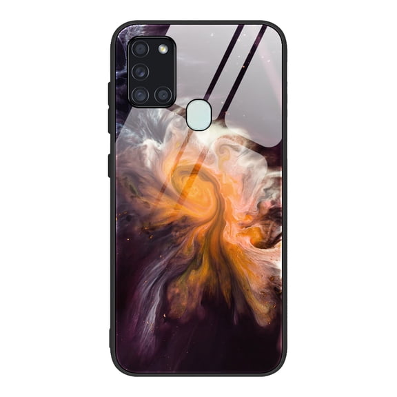 Allytech Galaxy A21s Cover, A21s Case, Slim Fit Wireless Charging Support Heavy Duty Defender Shockproof Anti-scratch Back Cover Case for Samsung Galaxy A21s, Orange Marble