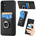 thumbnail image 1 of Allytech Galaxy A22 4G Wallet Case with Ring Holder Stand, Slim Fit Fashion Back Case with Cards Holder Lightweight Bumper Anti-Scratch Phone Case for Samsung Galaxy A22 4G - Black, 1 of 13