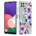 thumbnail image 1 of Allytech Galaxy A22 5G Case Cover, Soft TPU Back Cover with Ring Holder Stand Shockproof Anti-Scratch Slim Fit Bumper Phone Case for Samsung Galaxy A22 5G, Purple Flower, 1 of 4