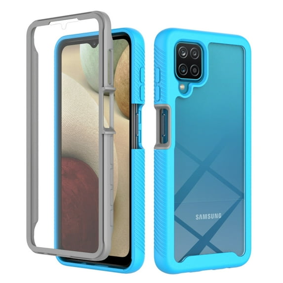 Allytech Galaxy A22 5G Clear Case with Screen Protector, Full Body Protective Hybrid PC Slim Fit Rugged Shockproof Dustproof Anti-Yellow Case Cover for Samsung Galaxy A22 5G - Blue