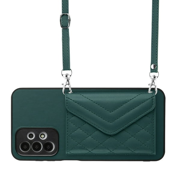 Allytech Galaxy A23 4G Wallet Case with Shoulder Strap, Luxury PU Leather RFID Blocking Protectve Anti-Scratch Bumper Cards Slots Magnetic Closure Phone Case Cover for Samsung Galaxy A23 4G, Green