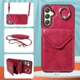 thumbnail image 1 of Allytech Galaxy A24 4G Case Wallet with Cards Holder & Detachable Shoulder Strap, Ring Holder Kickstand Vintage PU Leather Shockproof Wallet Case Cover for Samsung Galaxy A24 4G - Red, 1 of 14